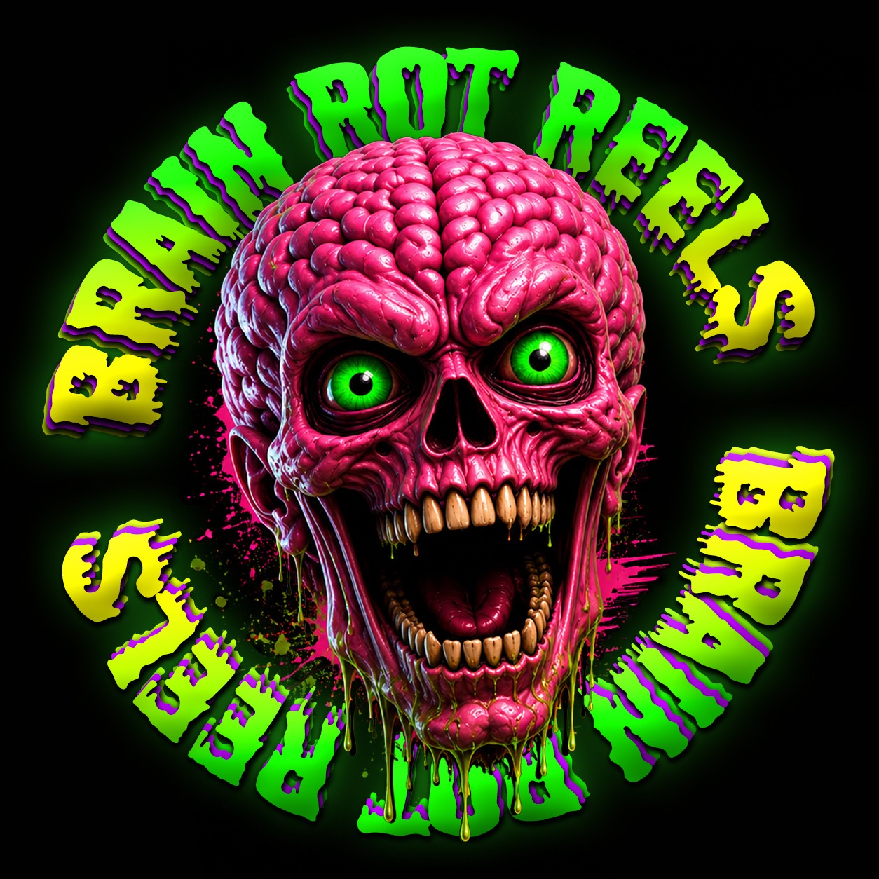 Brain Rot Reels skull-brain mascot